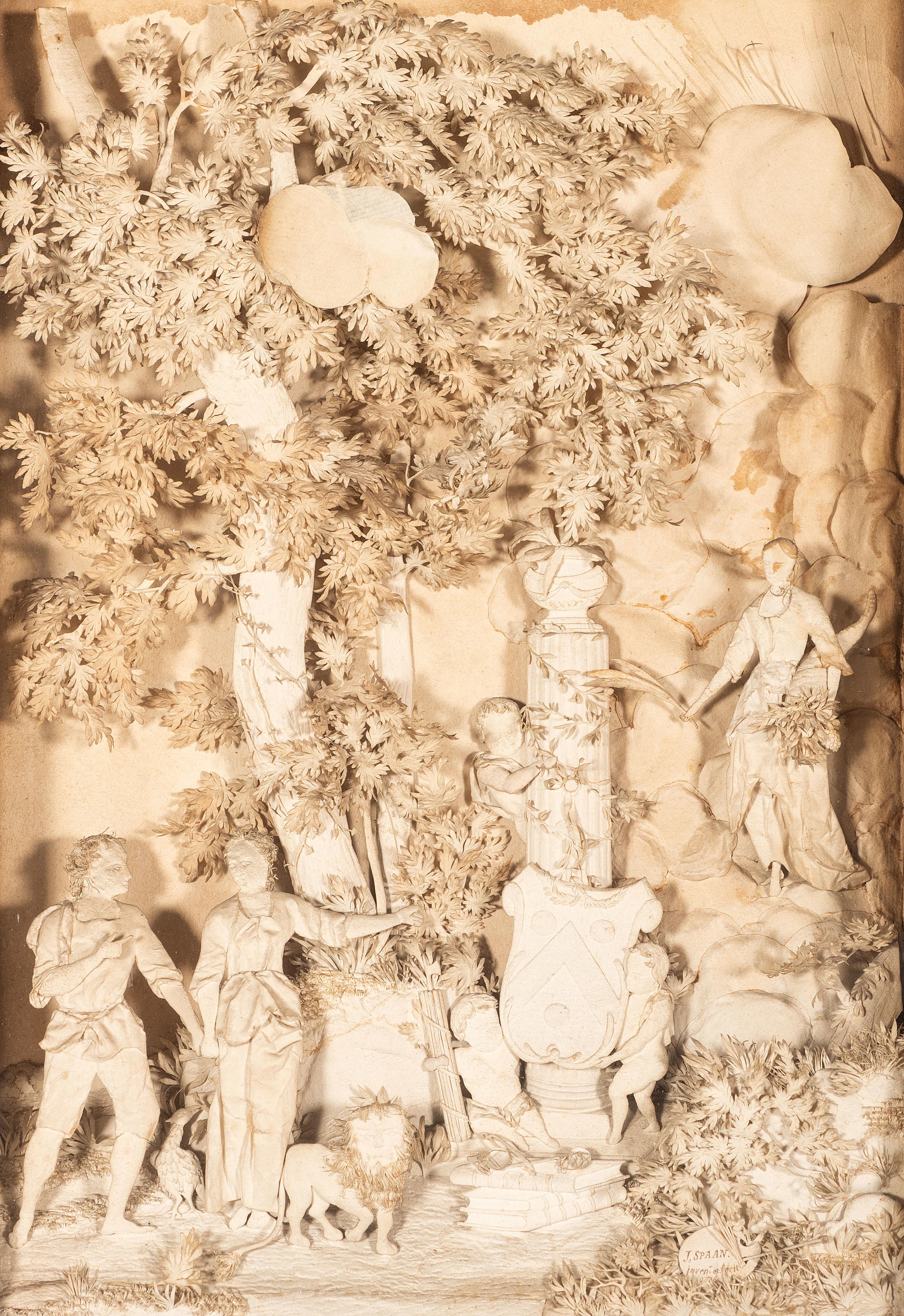 A Carved Lava Panel of Diana and Eros