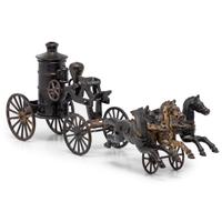 A Painted Cast Iron Horse Train Fire Wagon