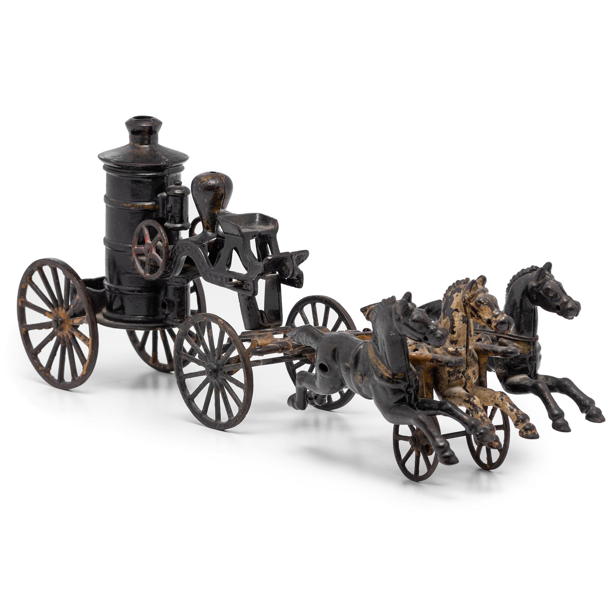 A Painted Cast Iron Horse Train Fire Wagon