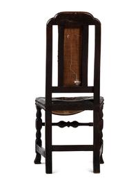 A William and Mary Leather Upholstered Spanish-Foot Side Chair
