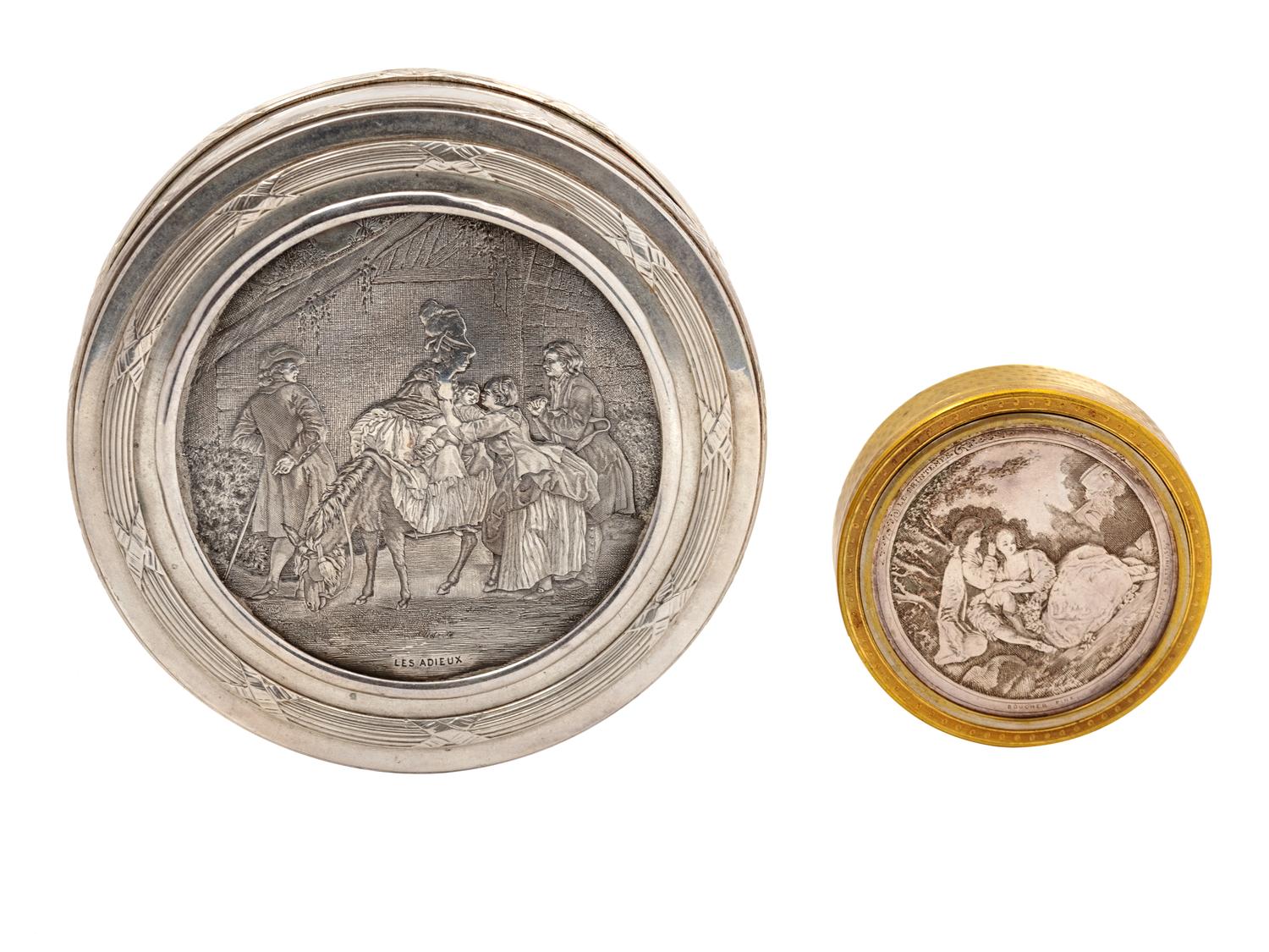 Two French Gilt and Silver on Copper Covered Boxes