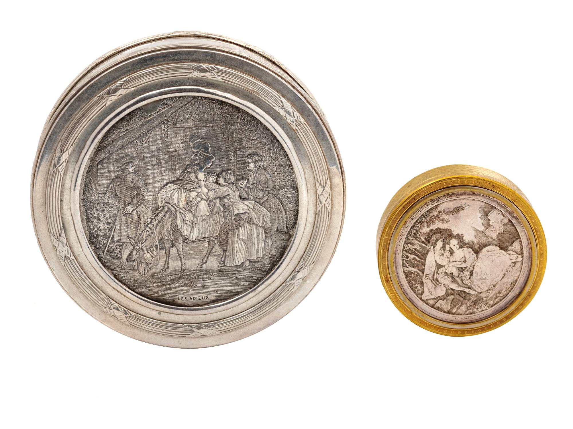 Two French Gilt and Silver on Copper Covered Boxes