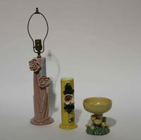 Three Haeger Pottery Articles Height of lamp bases 13 1/4 inches.