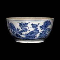 A Chinese Blue and White Porcelain 'Phoenix and Peony' Bowl, 18th Century 清中期 青花鳳穿牡丹紋碗