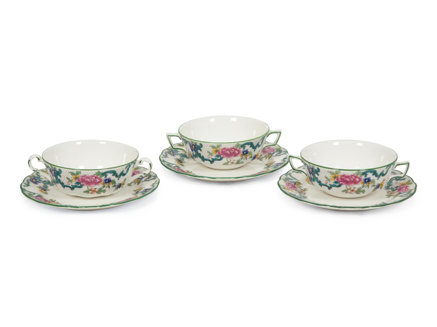 A Royal Doulton Floradora Green Porcelain Dinner Service
