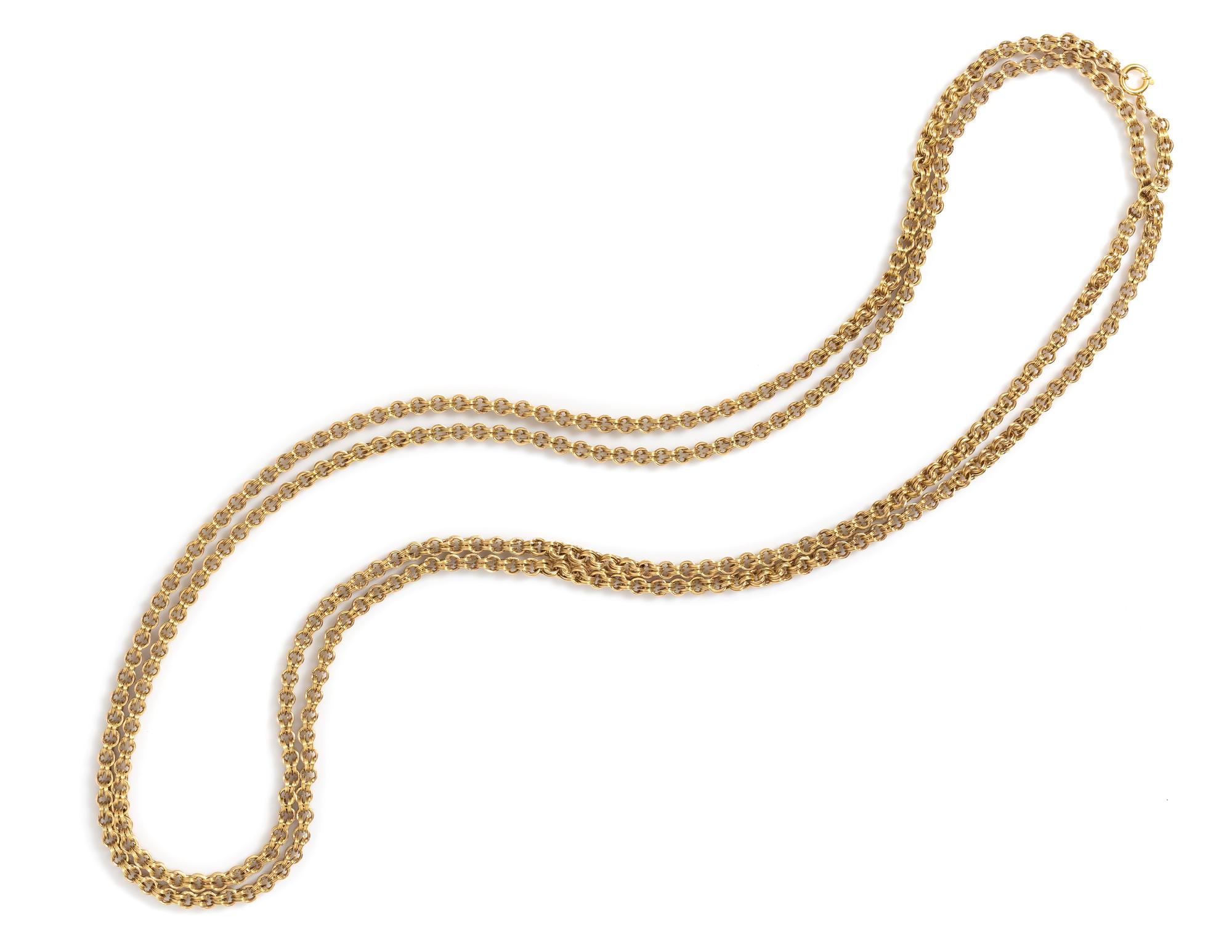 ANTIQUE, YELLOW GOLD LONGCHAIN NECKLACE