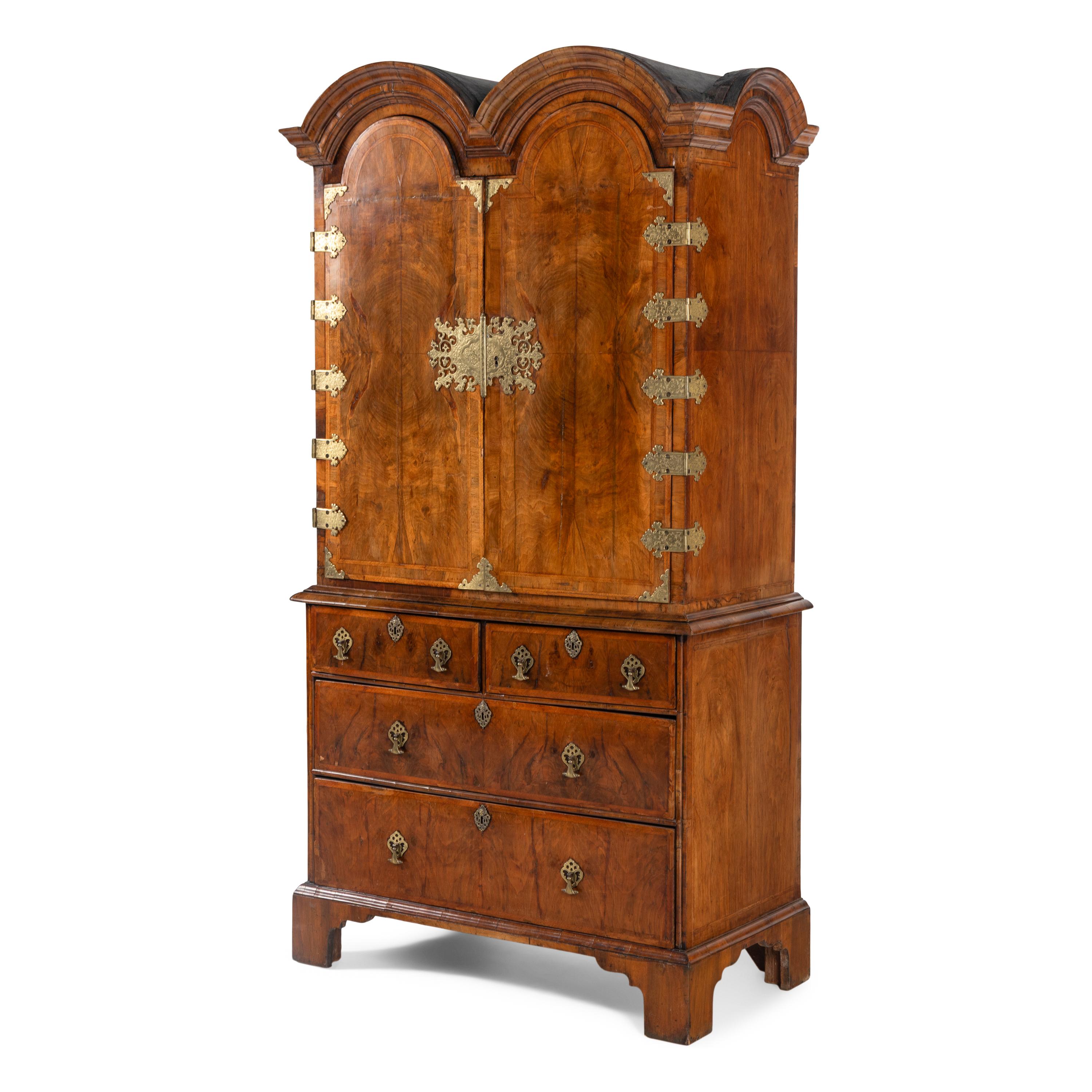 A William and Mary Walnut Collector's Cabinet-on-Chest