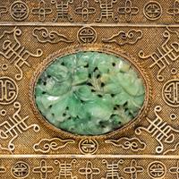 Two Chinese Jade and Jadeite Inset Lady's Accessories, Early 20th Century — 民國 累絲嵌寳首飾盒及手把鏡一組