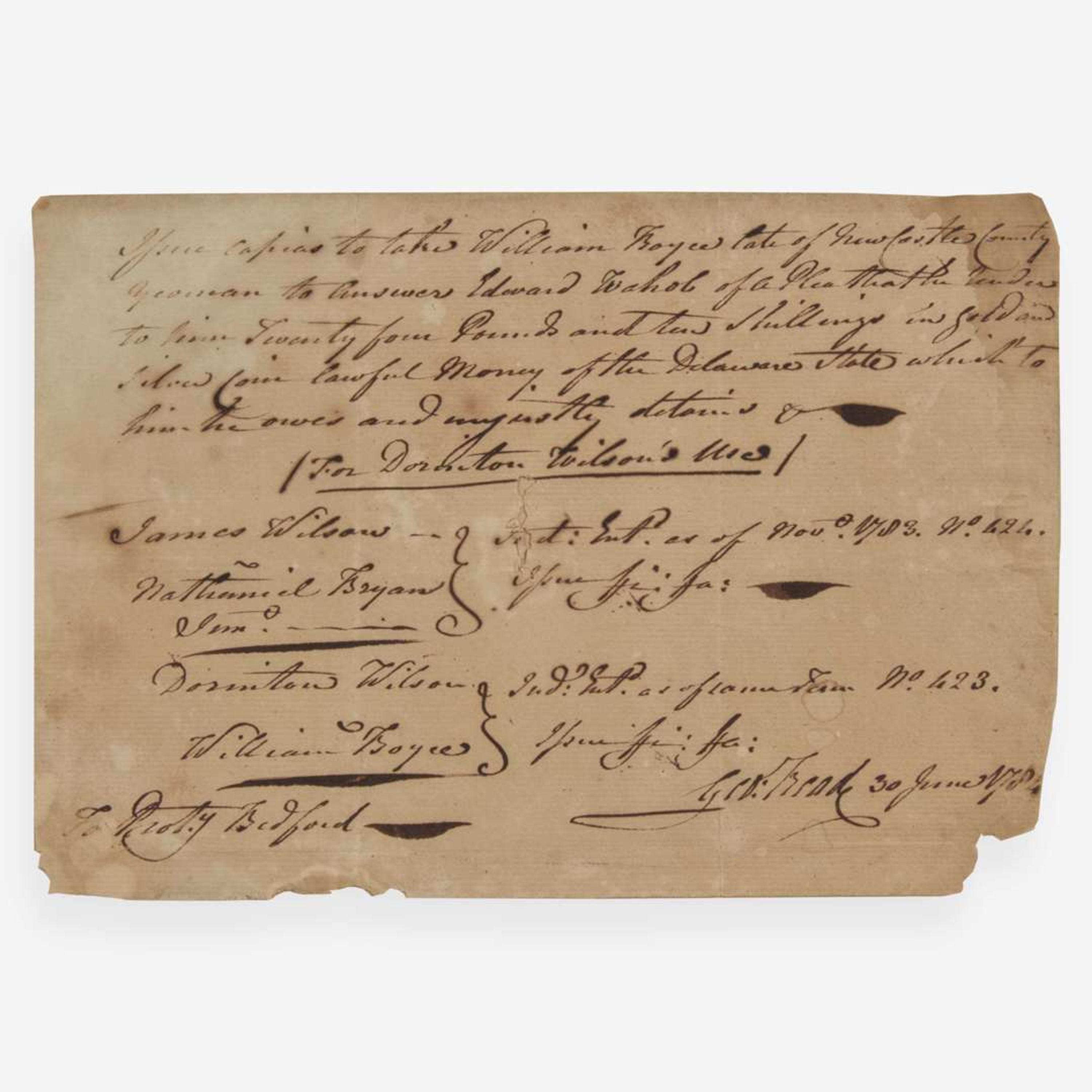 [Declaration of Independence] [Delaware] Read, George Autograph Document, signed