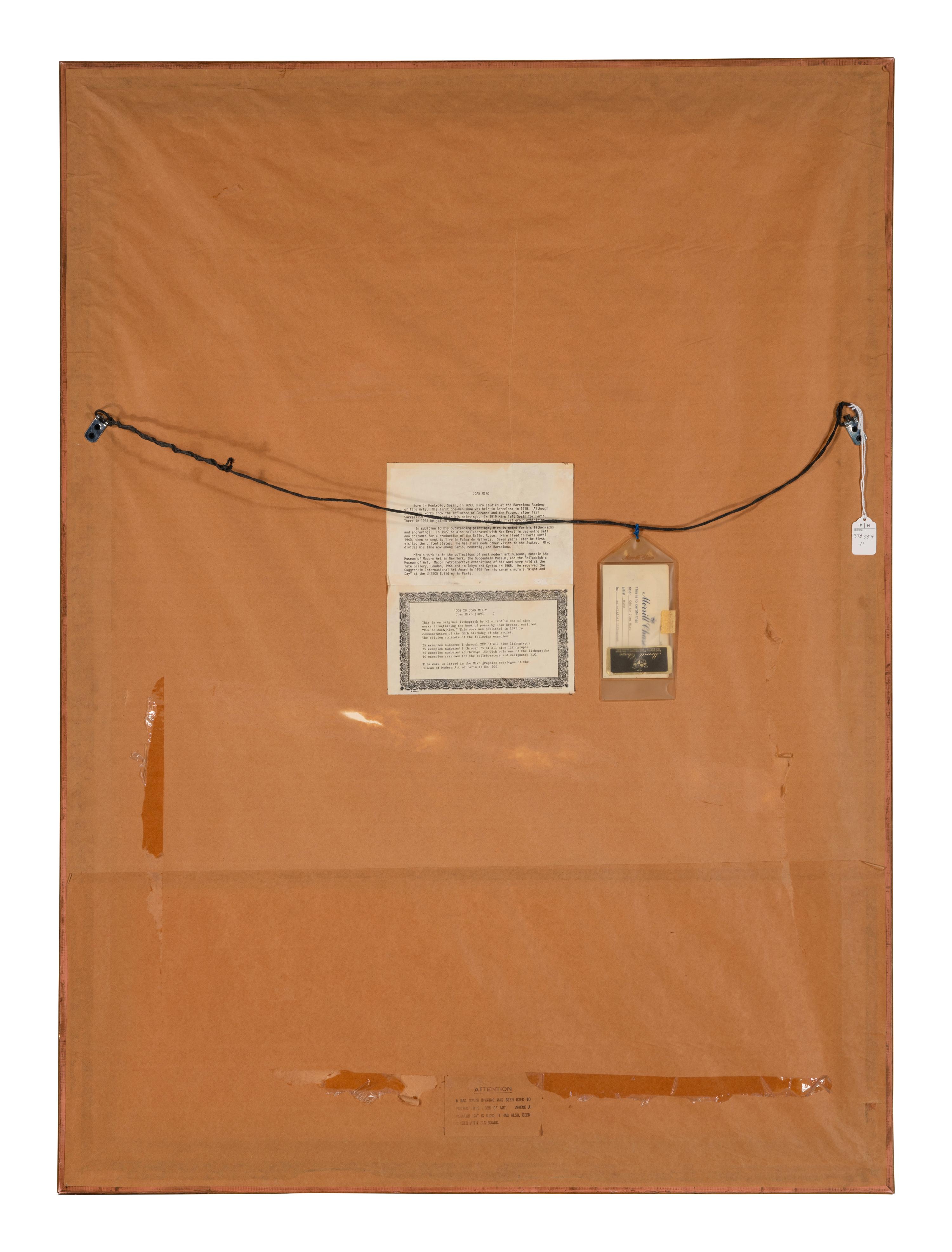 Plate V from Oda a Joan Miró , 1973