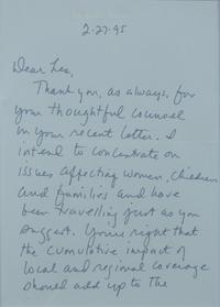 [Presidential] Clinton, Hillary Rodham. Autograph Letter, signed