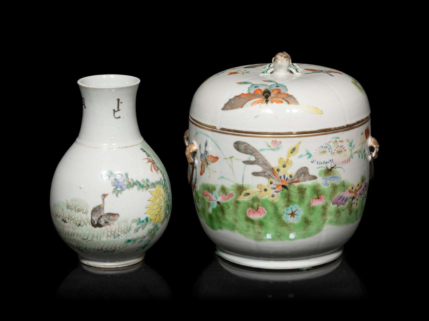 Two Chinese Famille Rose Porcelain Vessels