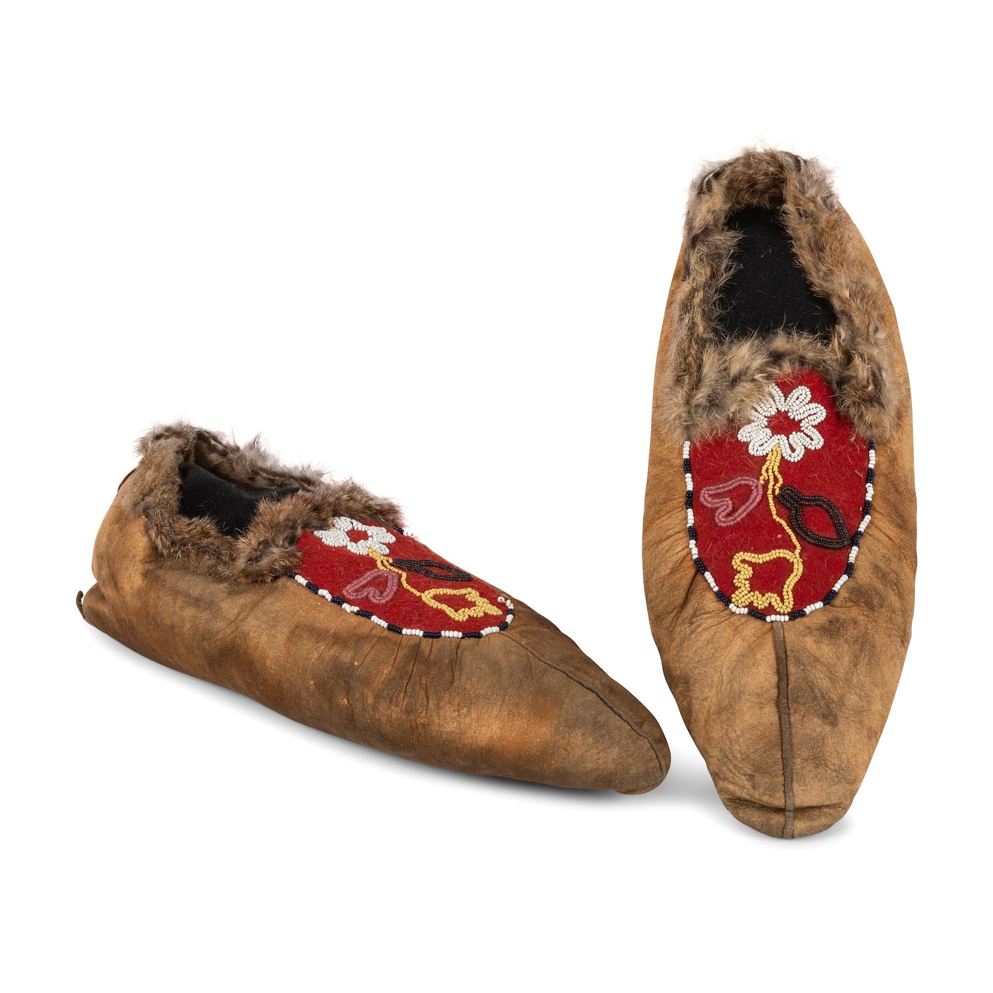 Tlingit and Tahltan Beaded Hide Moccasins