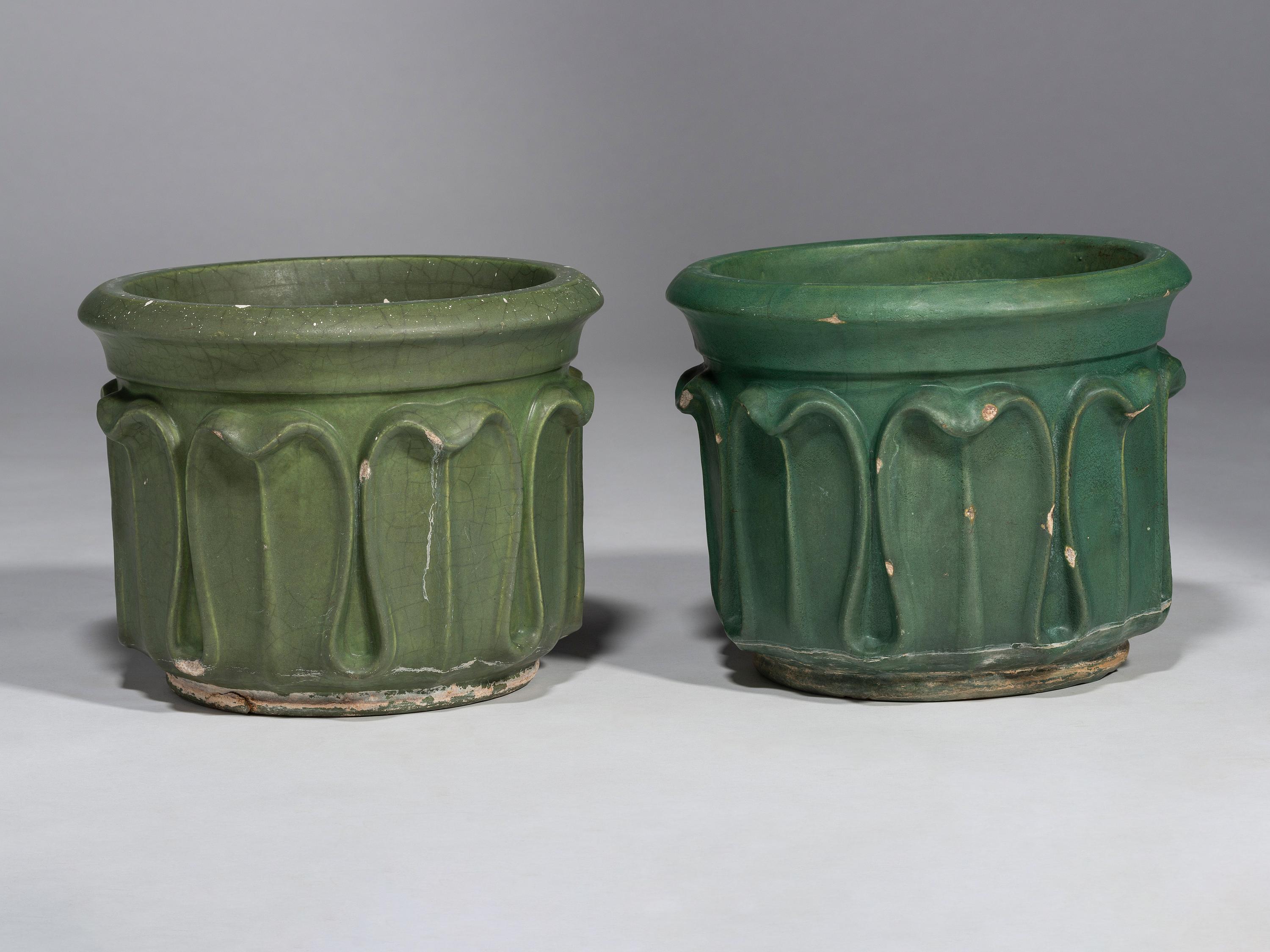 Two Matte Glazed Architectural Jardinières, 1905