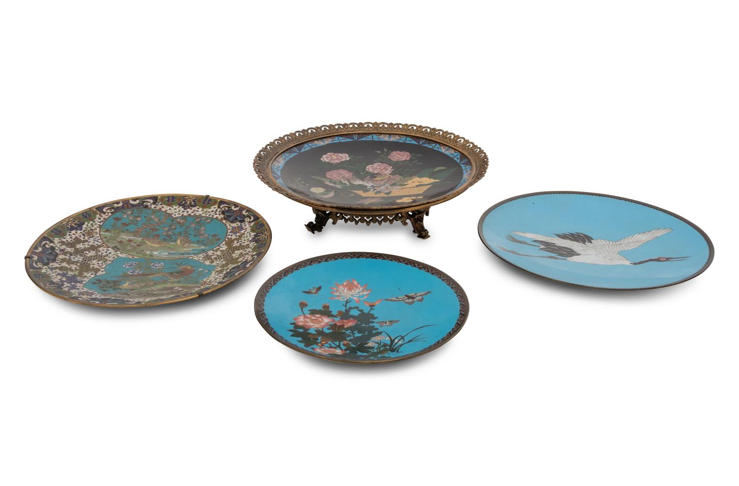 Four Japanese Cloisonné Chargers