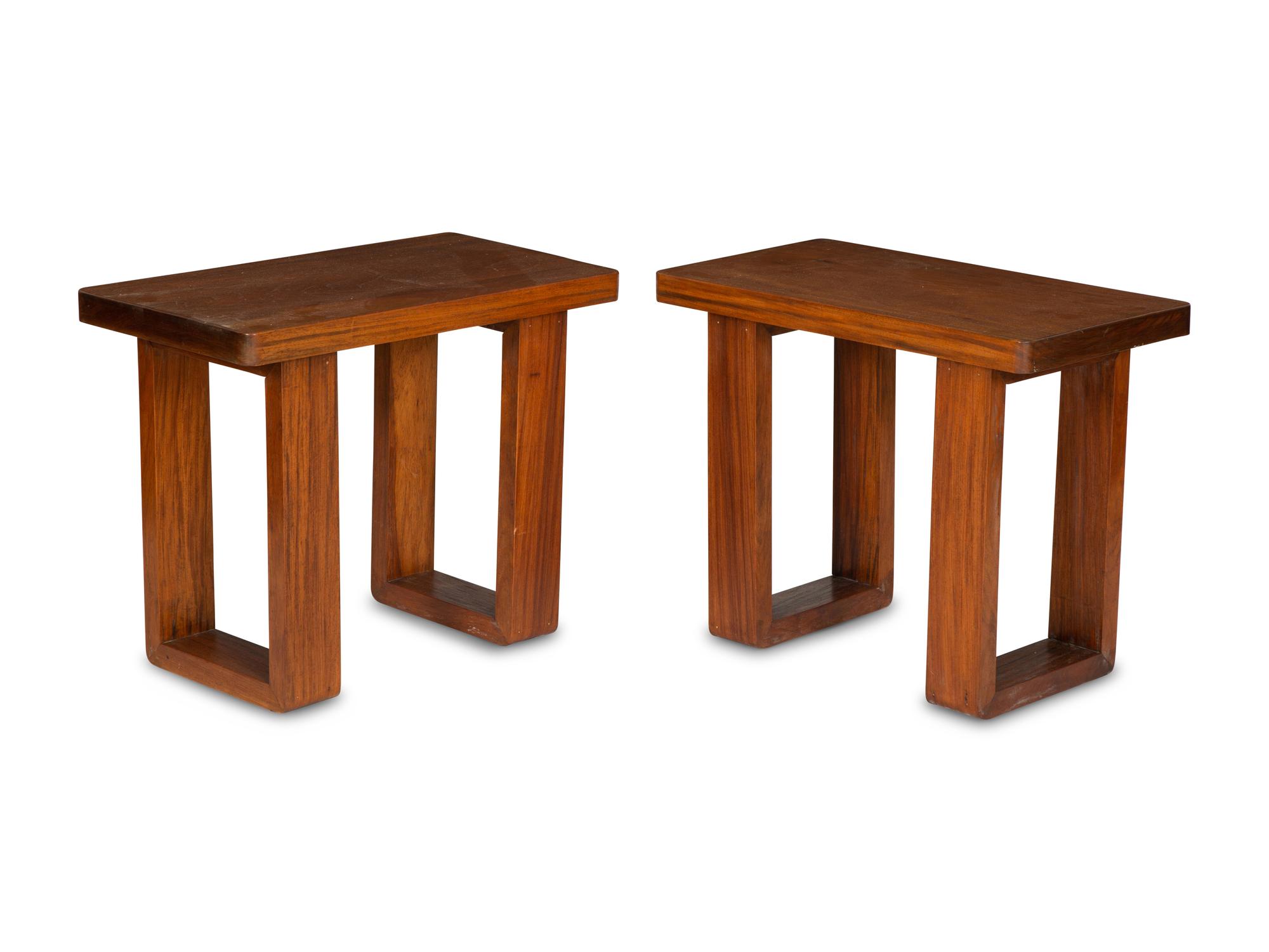 A Pair of Chinese Elm Side Tables