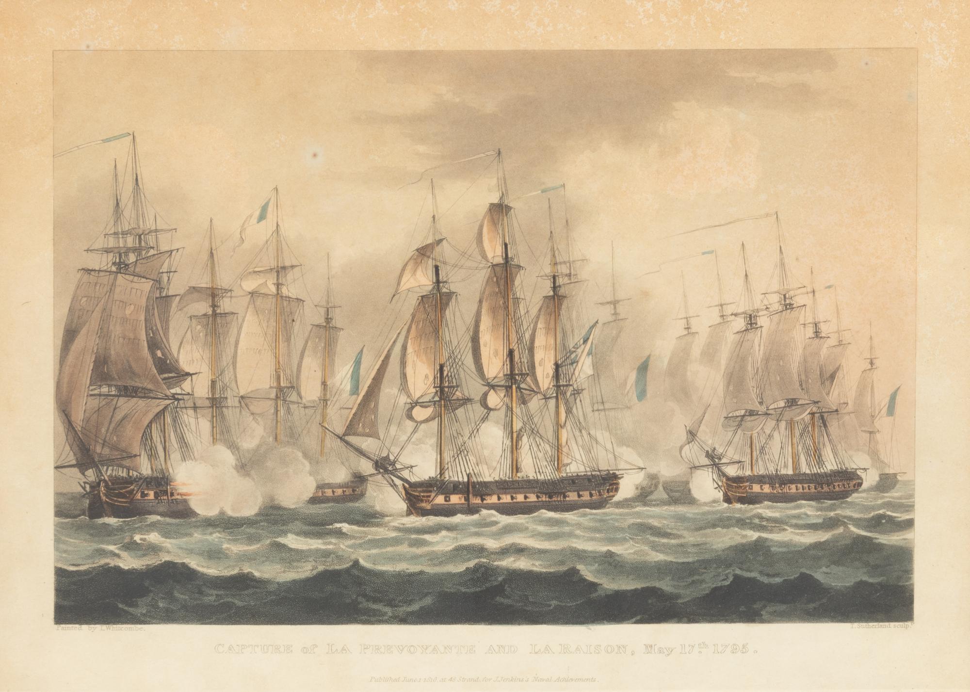 A Set of Twenty-One English Hand-Colored Maritime Engravings
