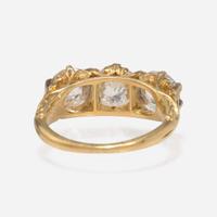 A Three-Stone Diamond and Yellow Gold Ring