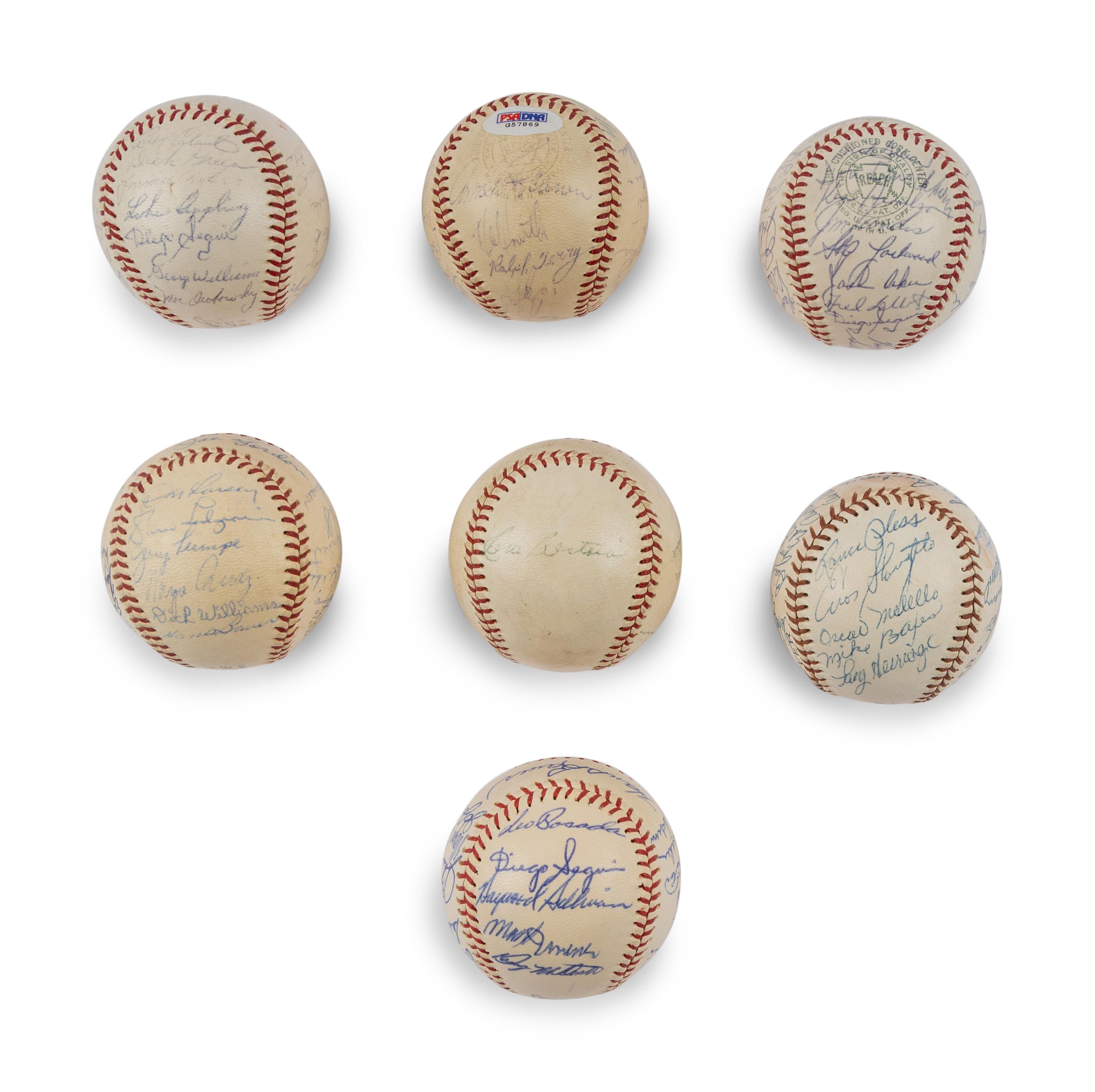 A Large Group of 1950s-60s Kansas City Athletics Team Signed Autograph Baseballs,