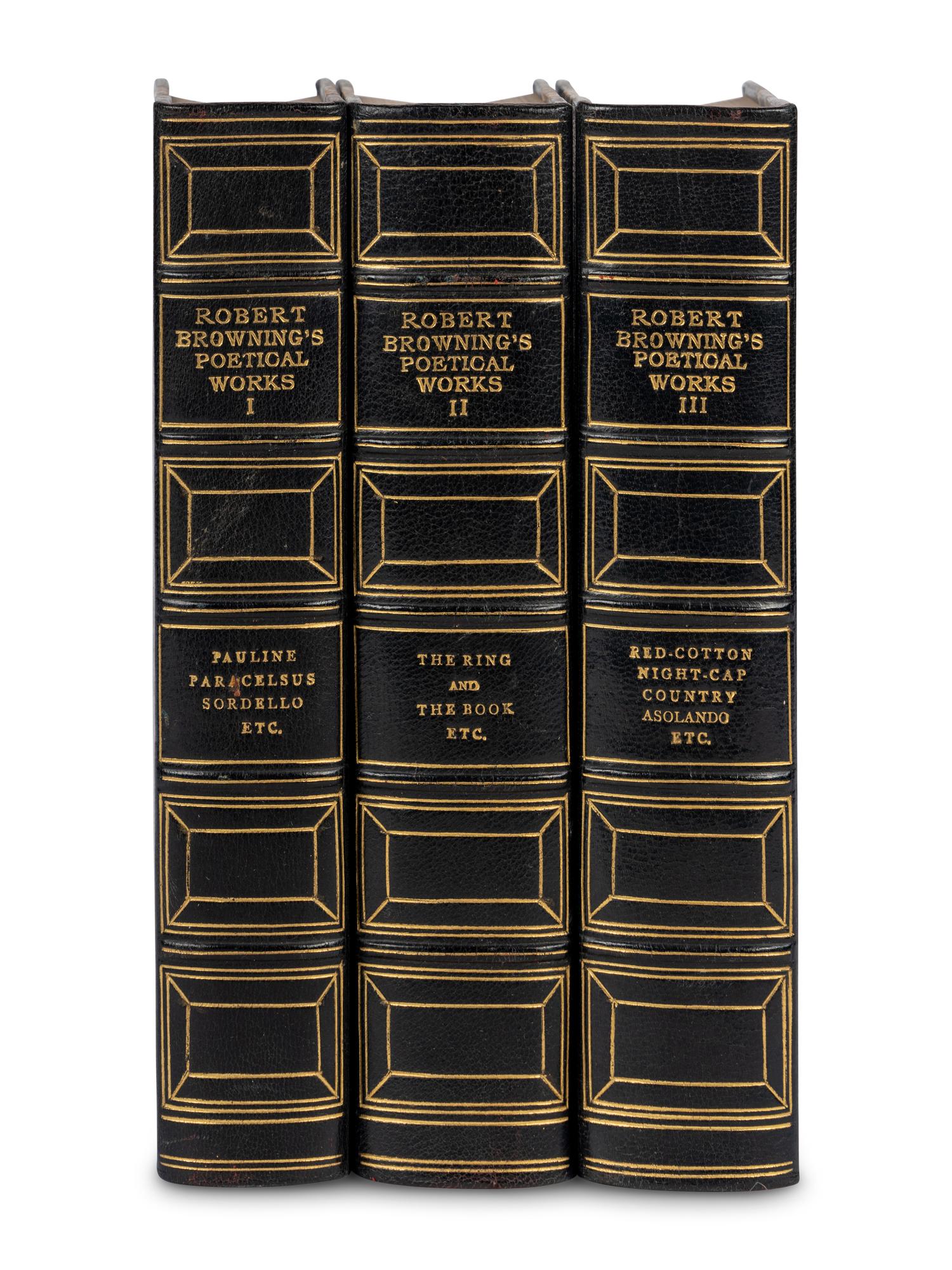 [BINDINGS]. A group of approximately 40 volumes, most in contemporary leather bindings, including works related to British literature, comprising: