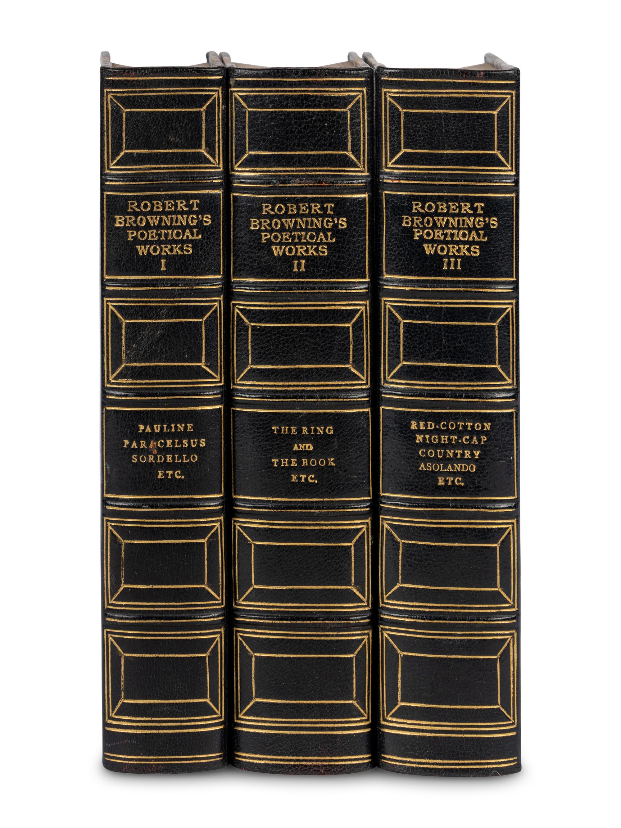 [BINDINGS]. A group of approximately 40 volumes, most in contemporary leather bindings, including works related to British literature, comprising: