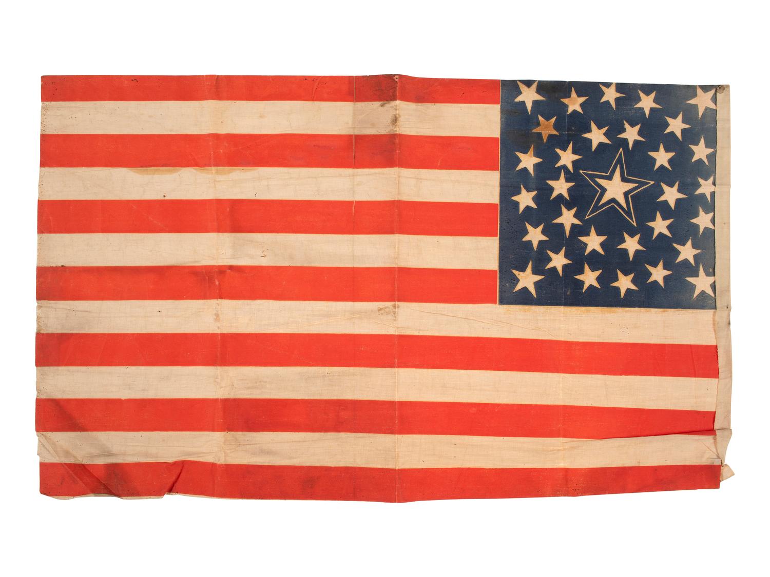 [FLAGS]. 31-star American parade flag. Ca 1850-1859.