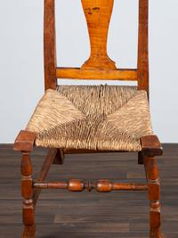A Queen Anne Maple Rush Seat Spanish-Foot Side Chair