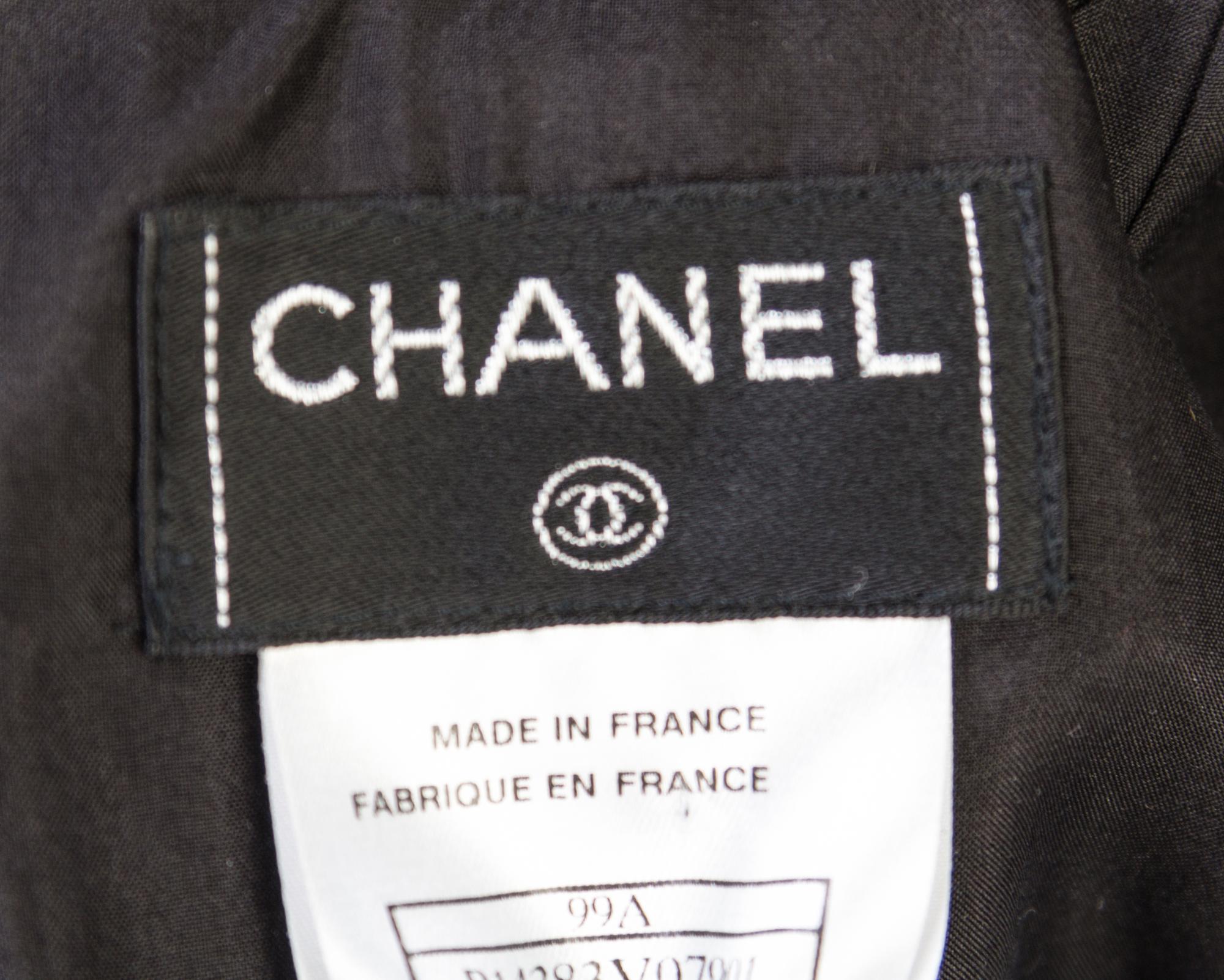 A Chanel Black Silk Evening Suit, Size 36.