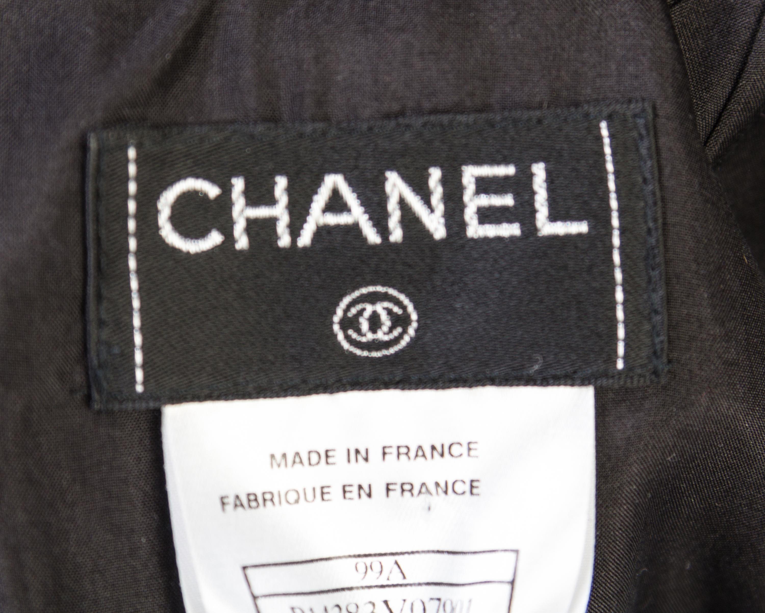 A Chanel Black Silk Evening Suit, Size 36.