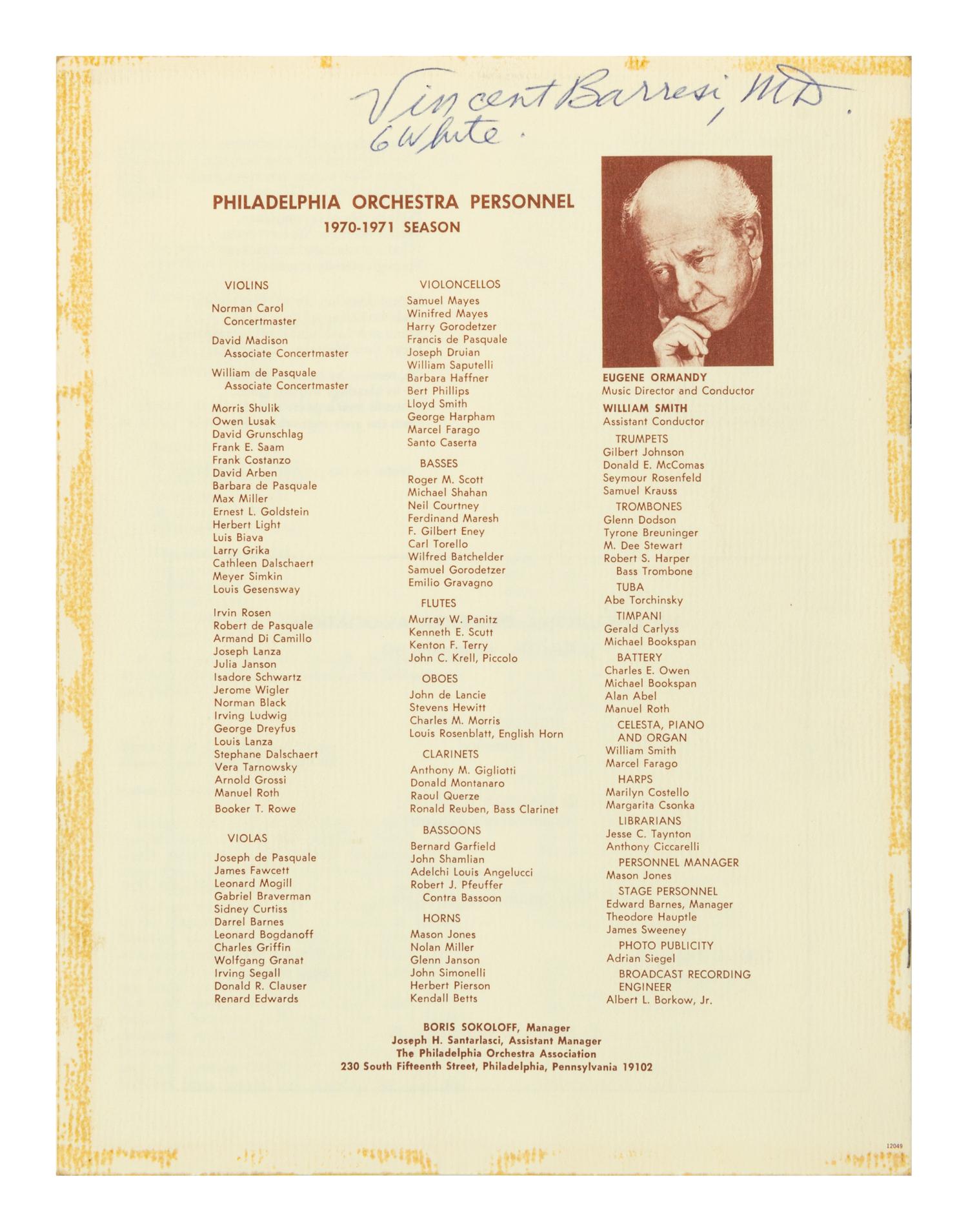 [20TH-CENTURY COMPOSERS AND CONDUCTORS]. A group of 5 signed photographs or photographic prints of conductors and composers from the 20th century, comprising images of: