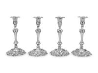 A Set of Four George IV Silver Candlesticks
