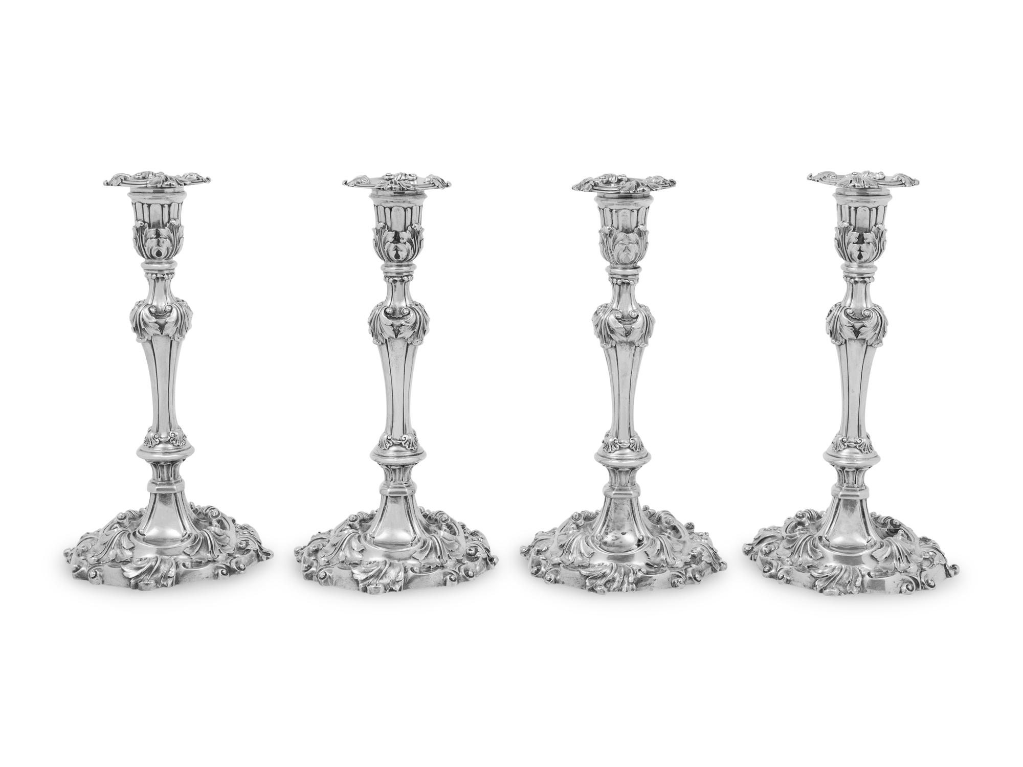 A Set of Four George IV Silver Candlesticks