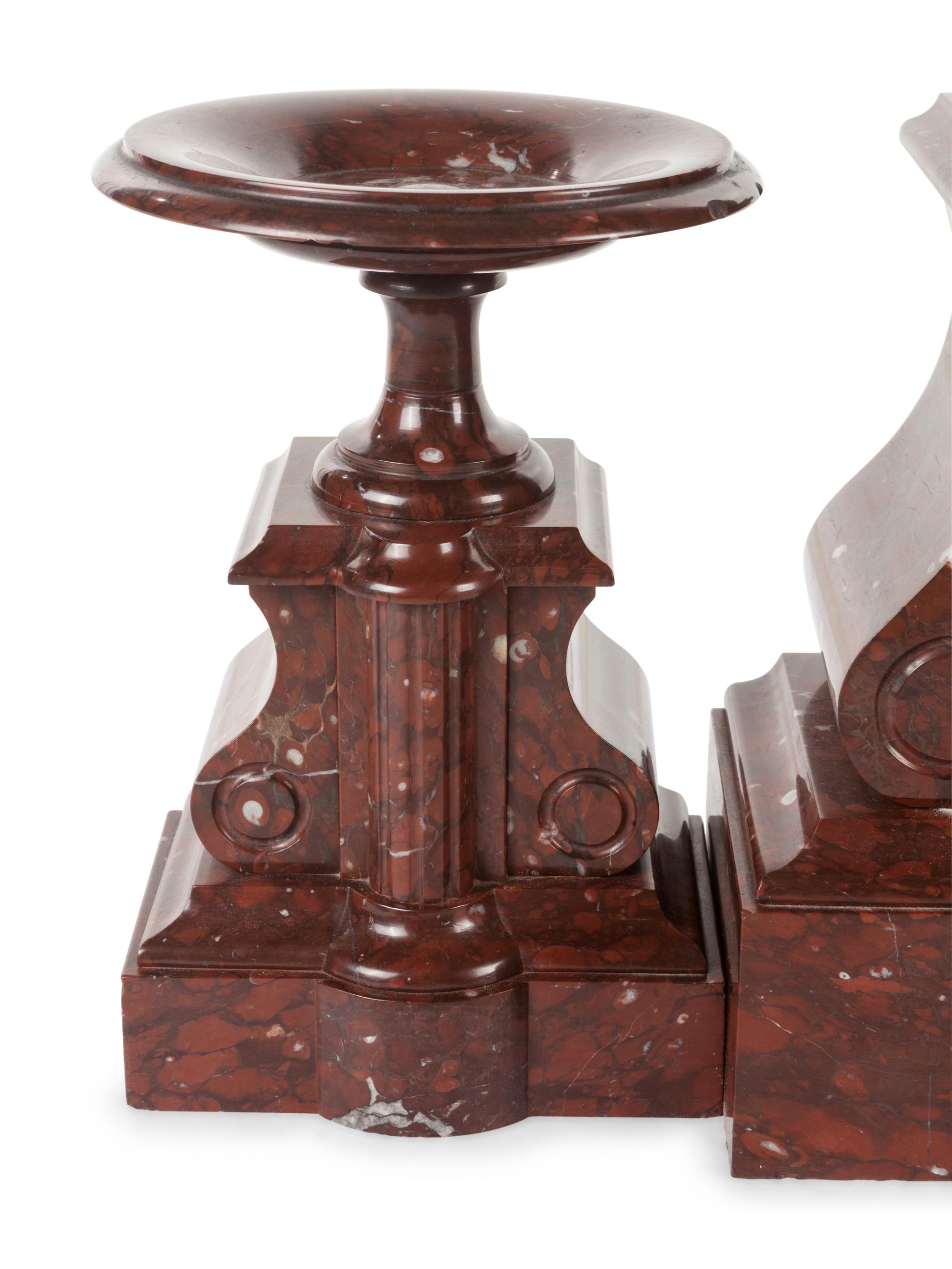A Large French Marble Clock Garniture