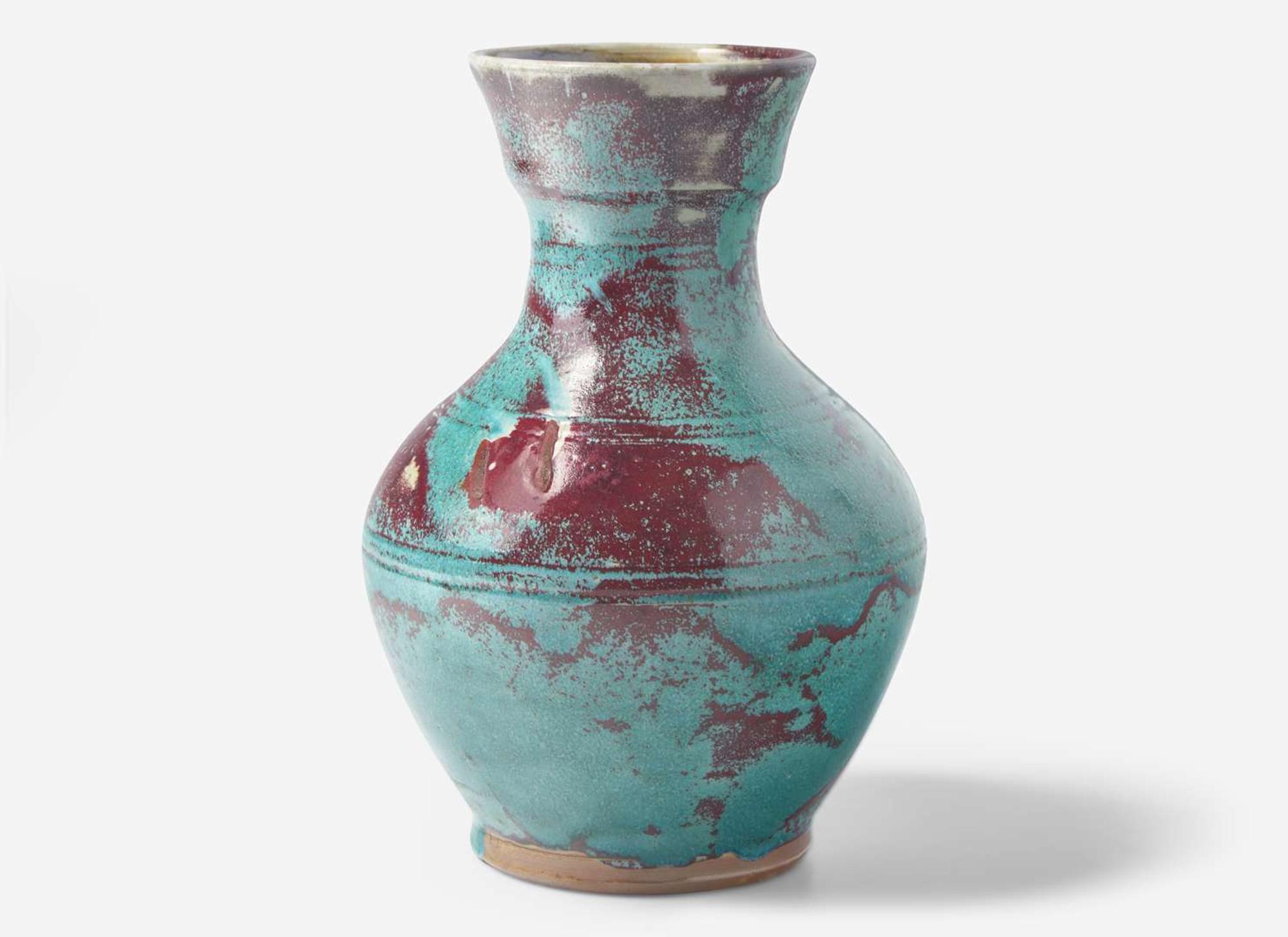 Jugtown Pottery, Chinese Blue Hu-Form Vase