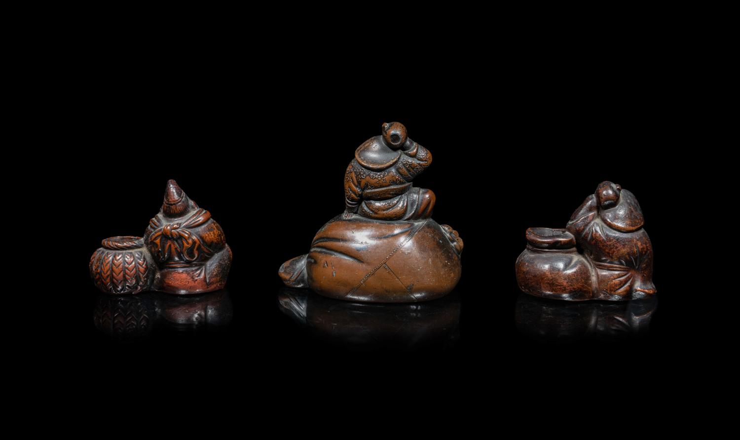 Three Japanese Figural-Form Scholar's Objects
