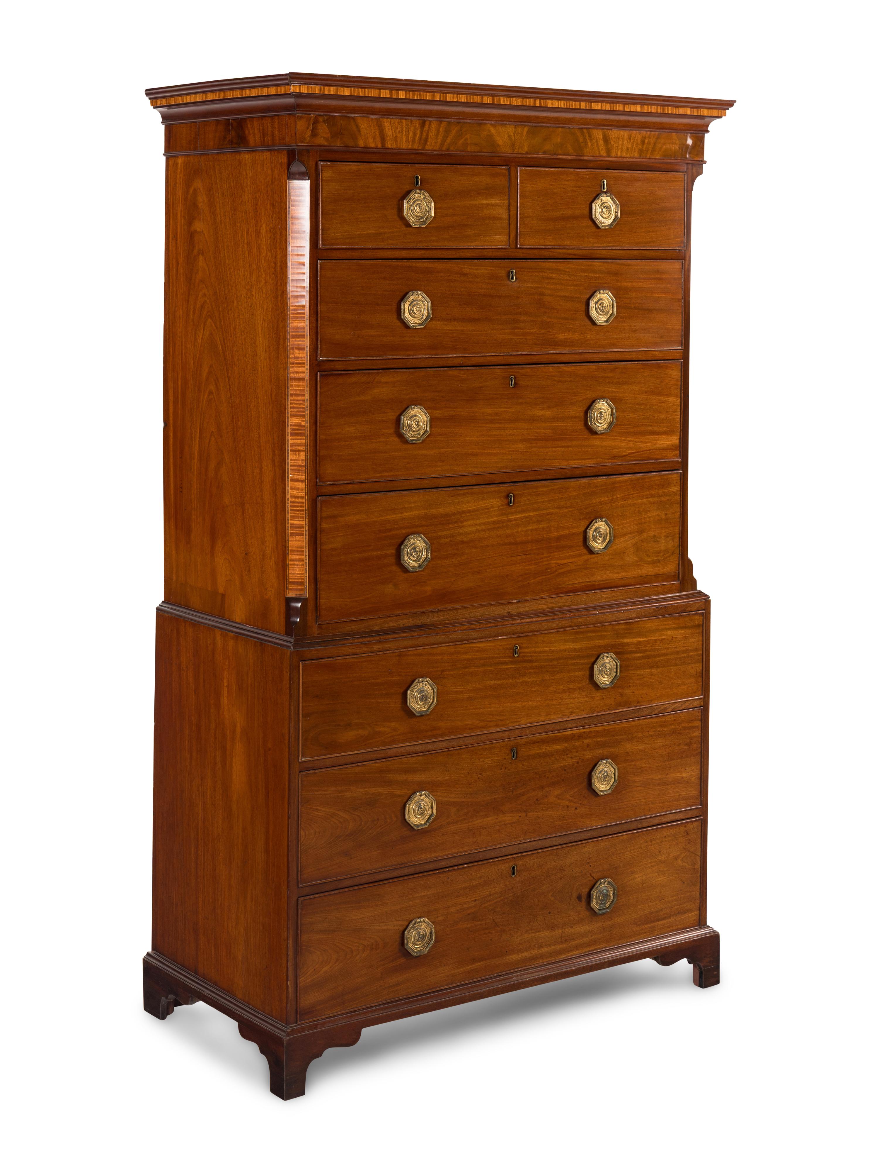 A Late George III Mahogany Chest on Chest