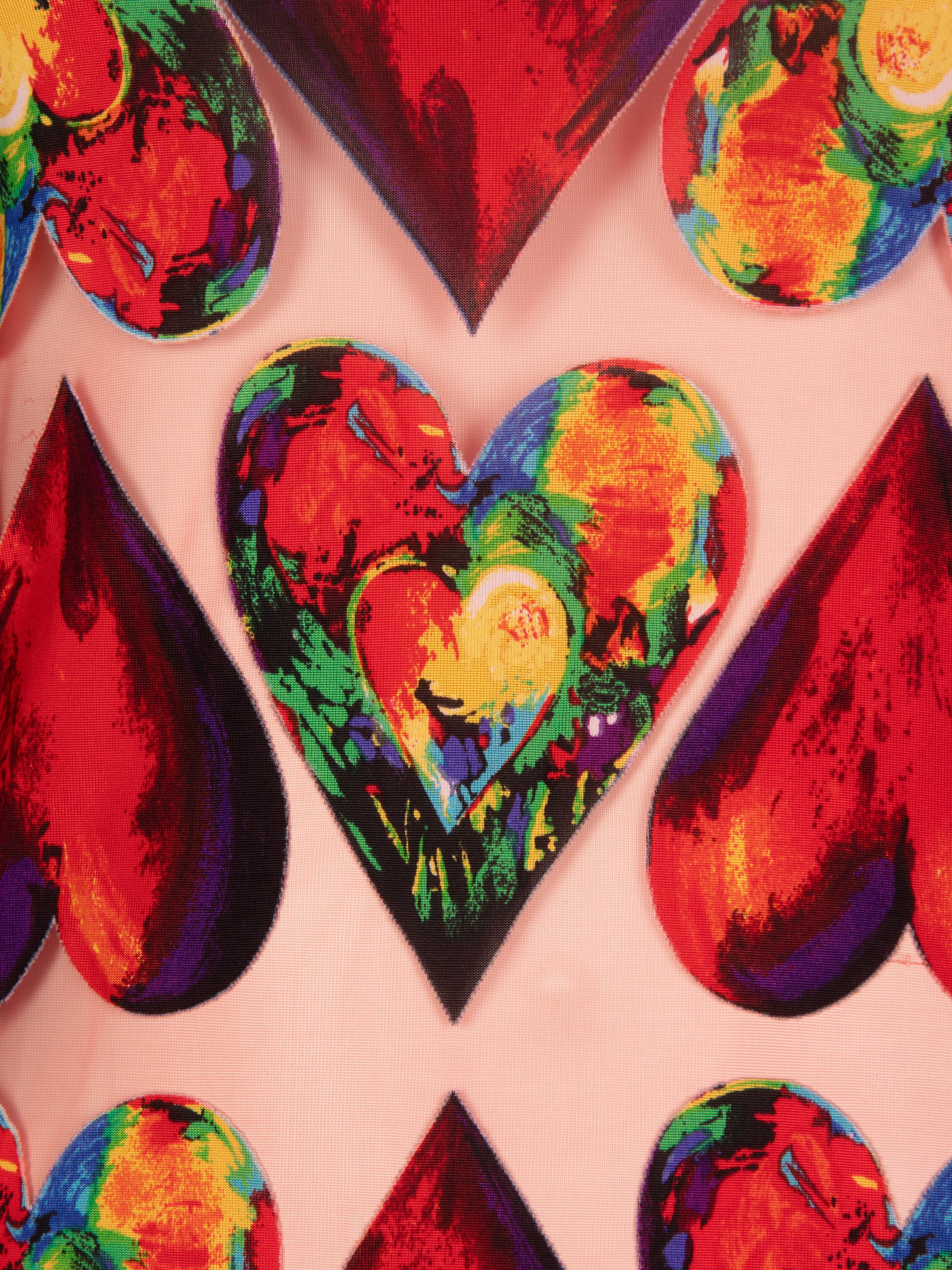 IMPORTANT GIANNI VERSACE DÉVORÉ JIM DINE HEART DRESS, FORMERLY OWNED BY GIANNI VERSACE, S/S 1997