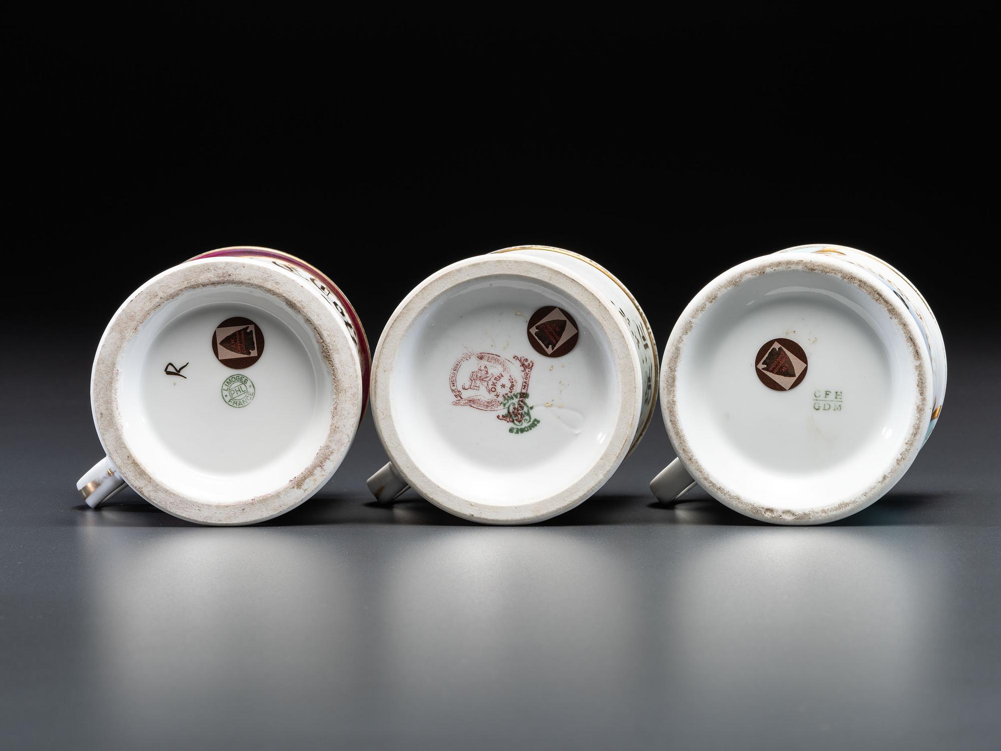 Three Porcelain Occupational Shaving Mugs