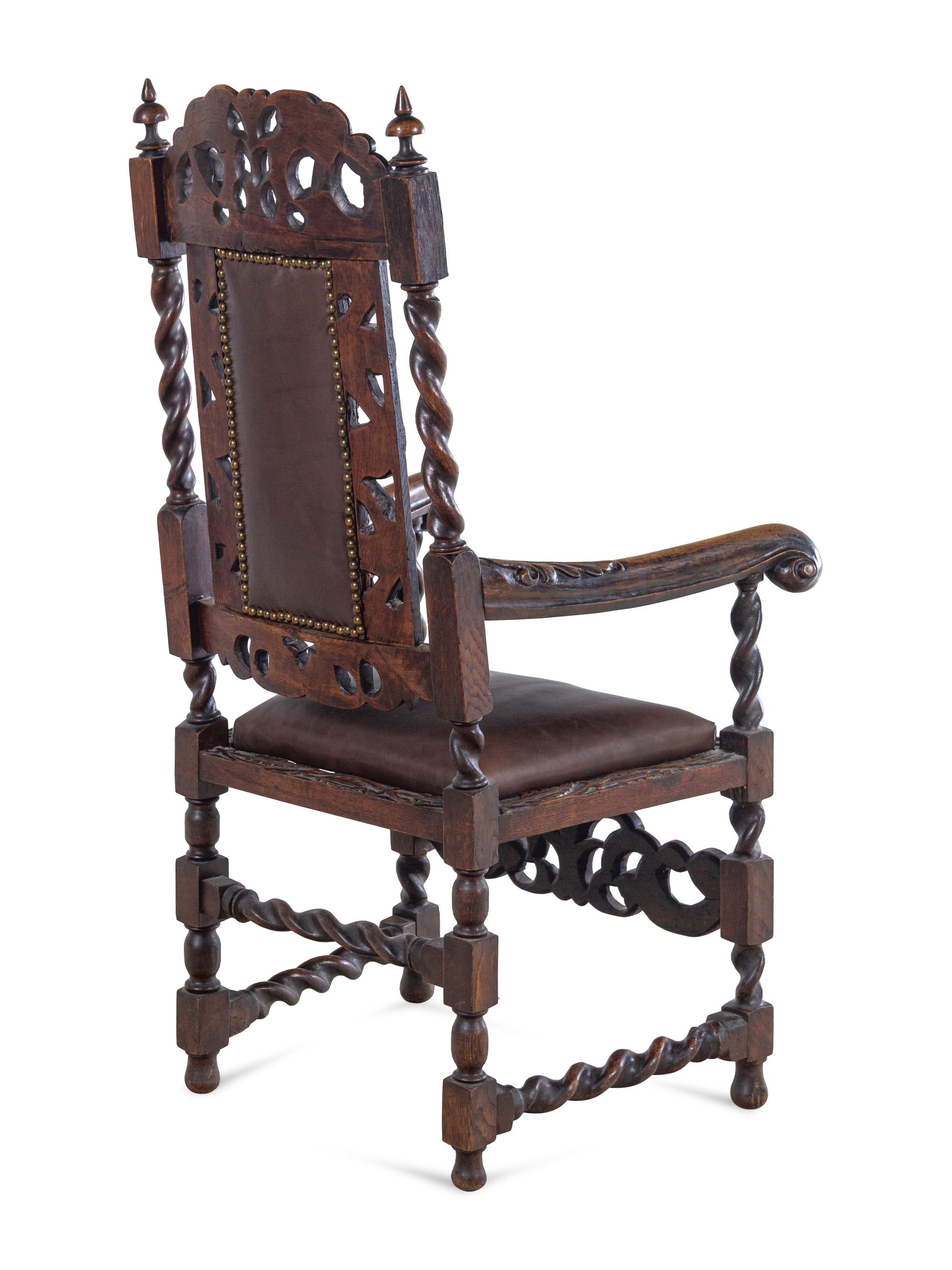 A William and Mary Style Oak Armchair