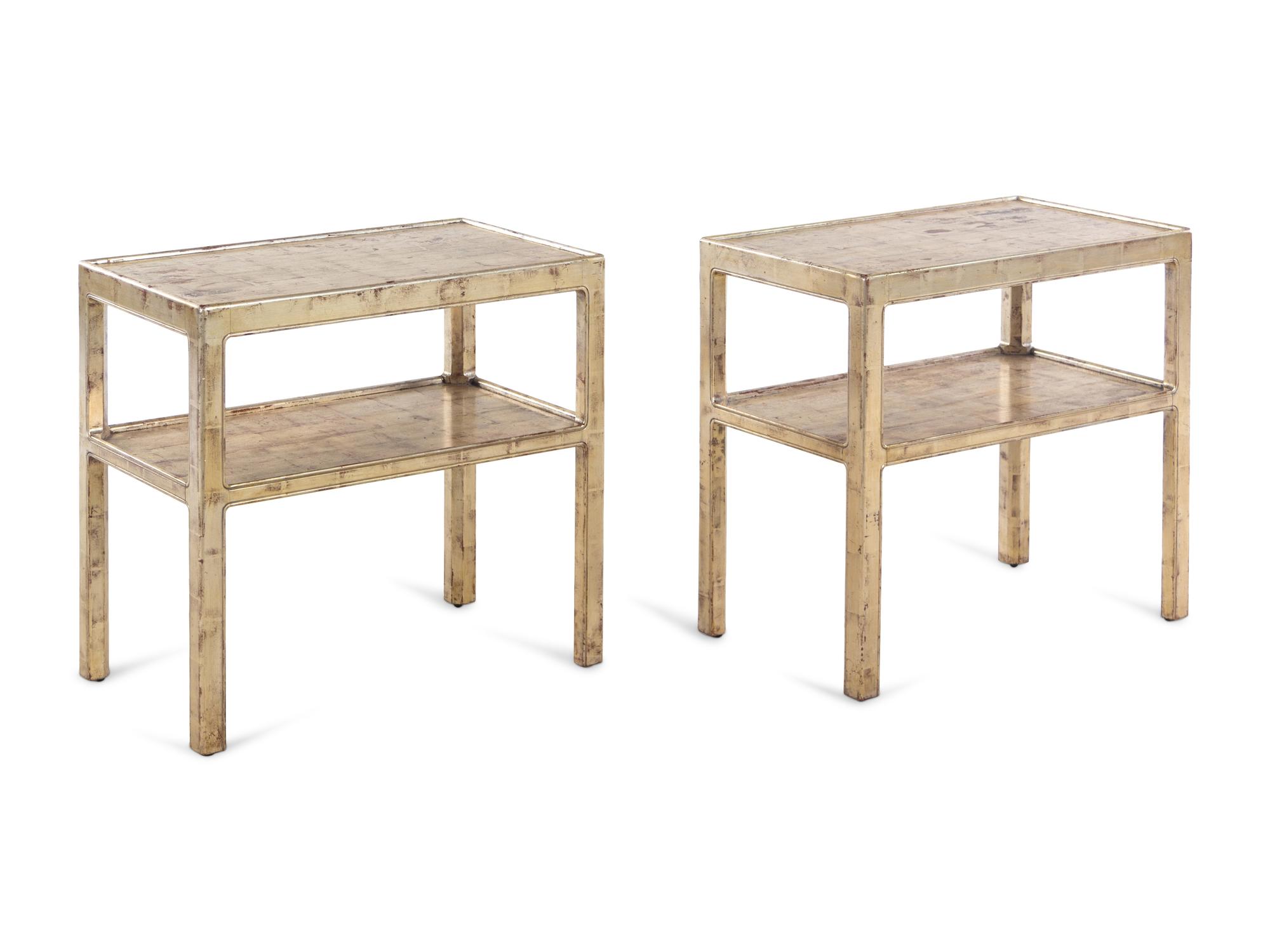 A Pair of Silvered Wood Side Tables