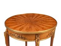 A Louis XV/XVI Transitional Style Gilt Bronze Mounted Parquetry Side Table