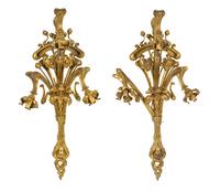 A Pair of Art Nouveau Gilt Bronze Three-Light Sconces