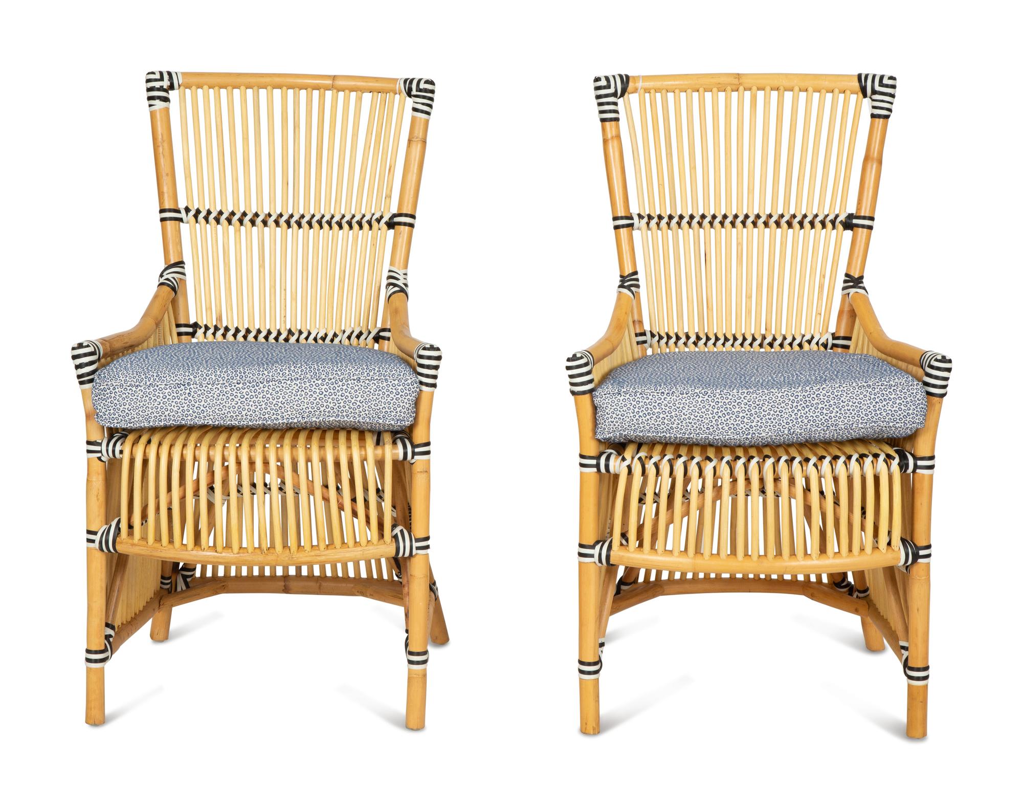 A Pair of Contemporary Rattan Armchairs