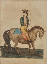 J. Taylor, American School 19th Century, A Portrait of a Horse and Rider