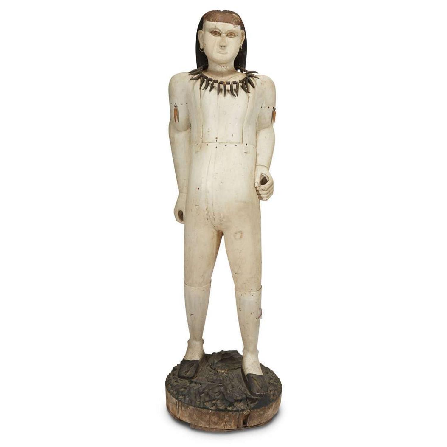 Carved and painted figure of trapper possibly New Jersey, circa 1870
