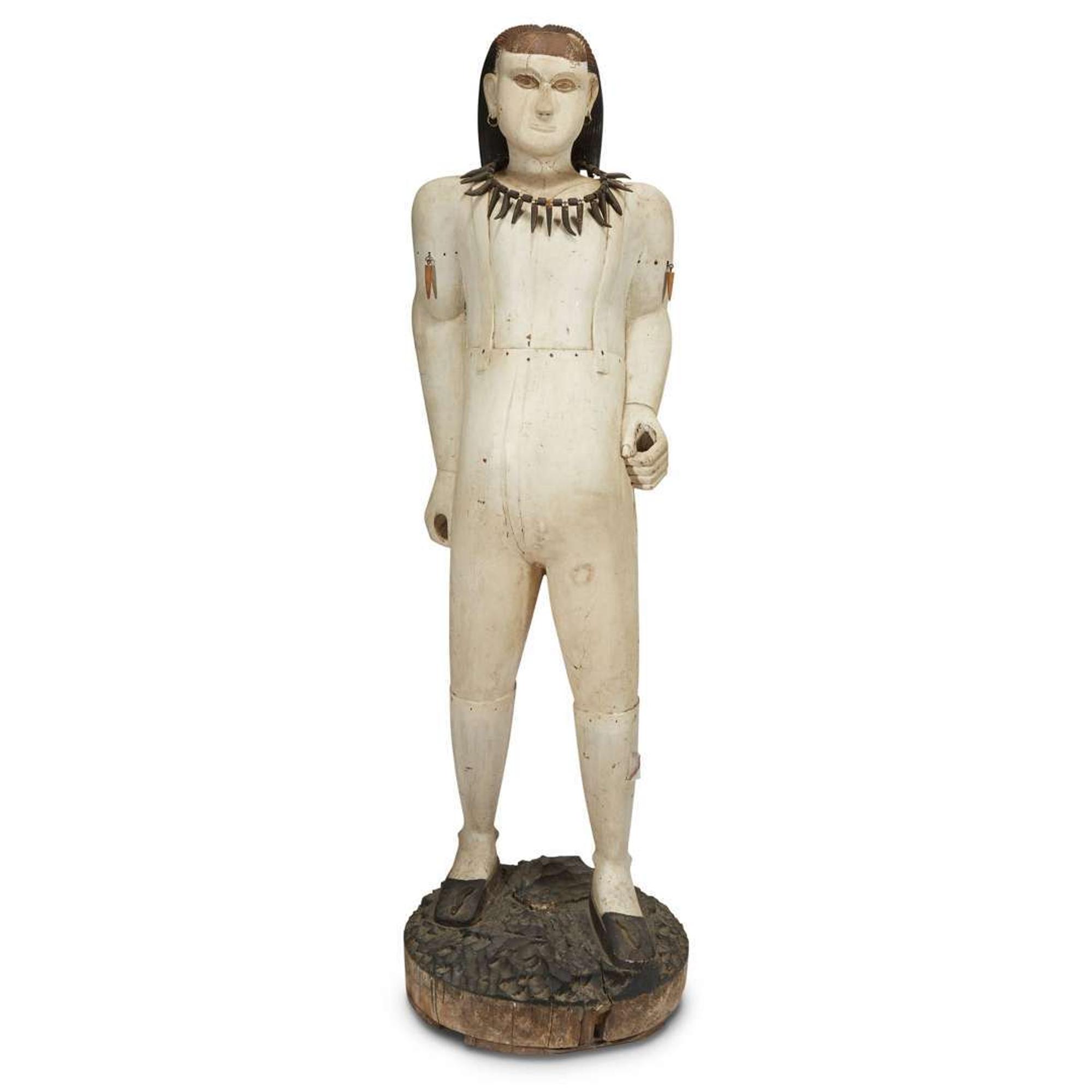 Carved and painted figure of trapper possibly New Jersey, circa 1870