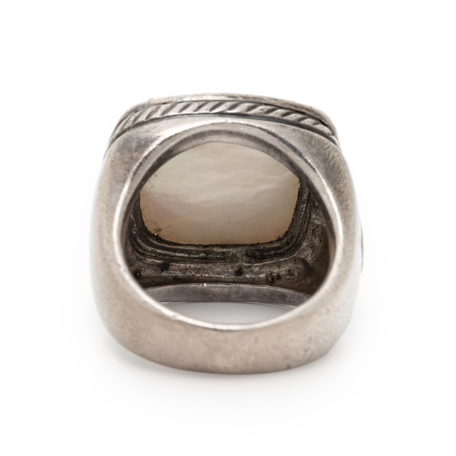 DAVID YURMAN, SILVER, MOTHER-OF-PEARL, AND DIAMOND RING