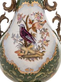 A Continental Gilt Metal Mounted Transfer-Decorated Porcelain Vase