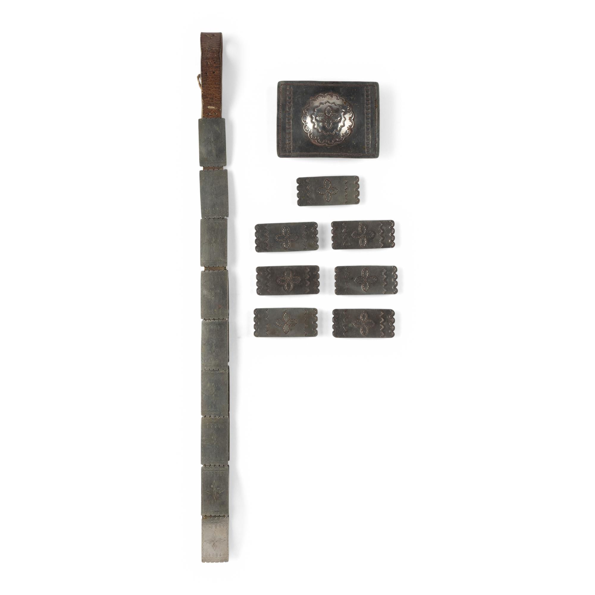 Southern Plains German Silver Concha Belt and Drop