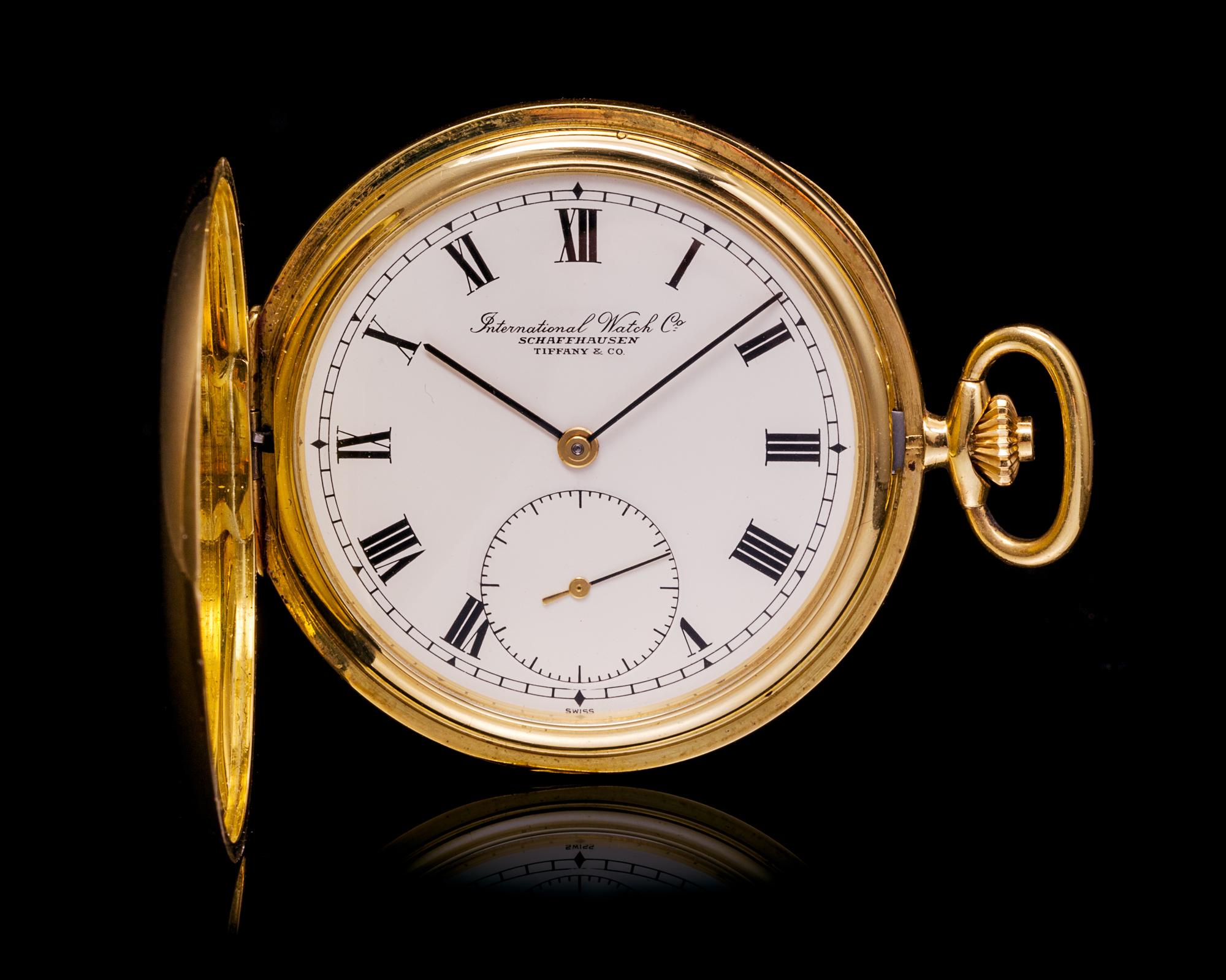An 18 Karat Yellow Gold Hunter Case Pocket Watch, IWC Schaffhausen for Tiffany & Co.,